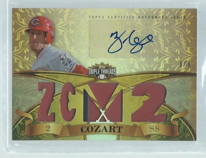 ZACK COZART 2013 TOPPS TRIPLE THREADS JERSEY PATCH AUTO GOLD #D 3/9