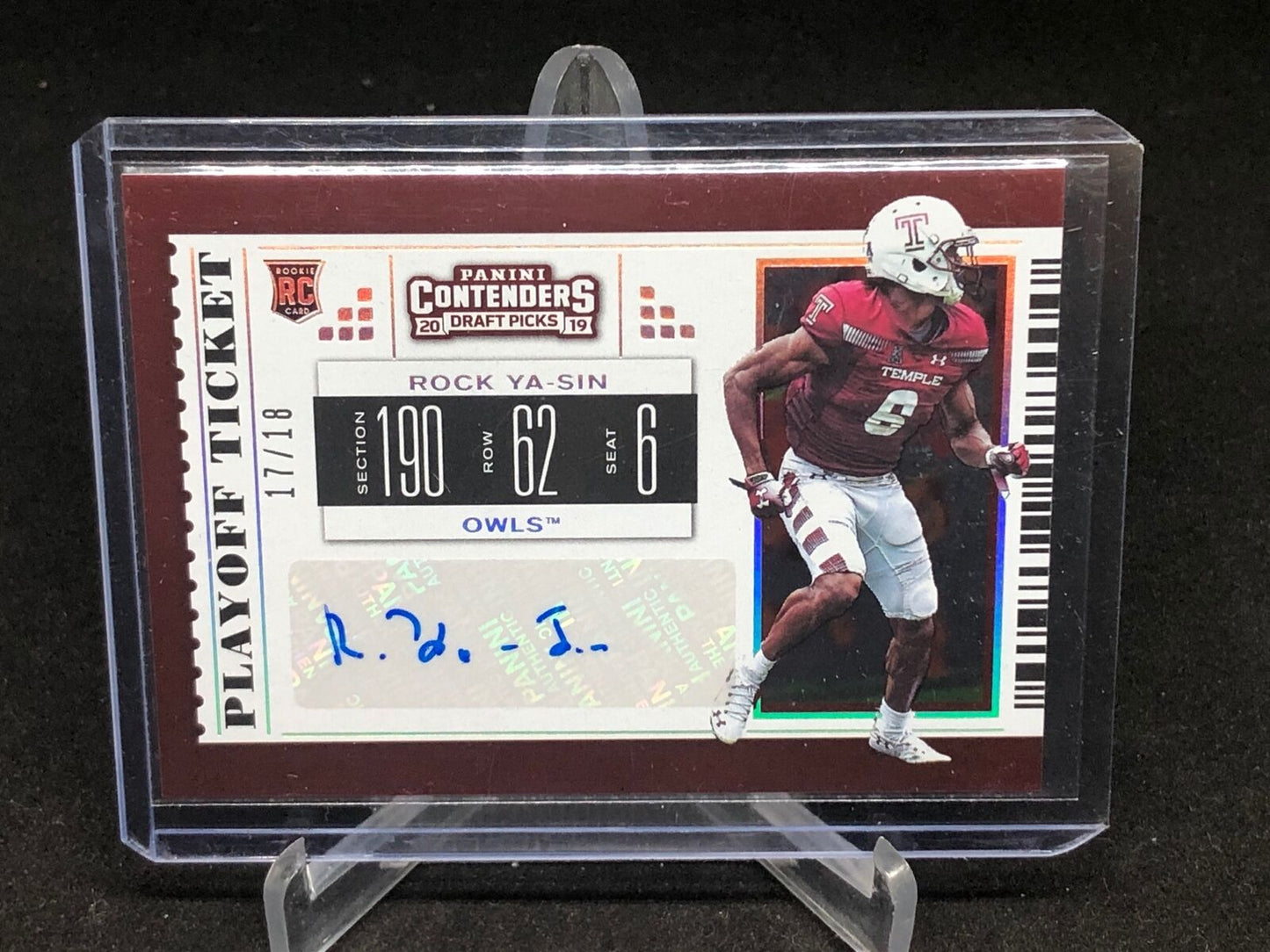 ROCK YA SIN 2019 PANINI CONTENDERS DRAFT PICKS PLAYOFF TICKET AUTO RC #D 17/18
