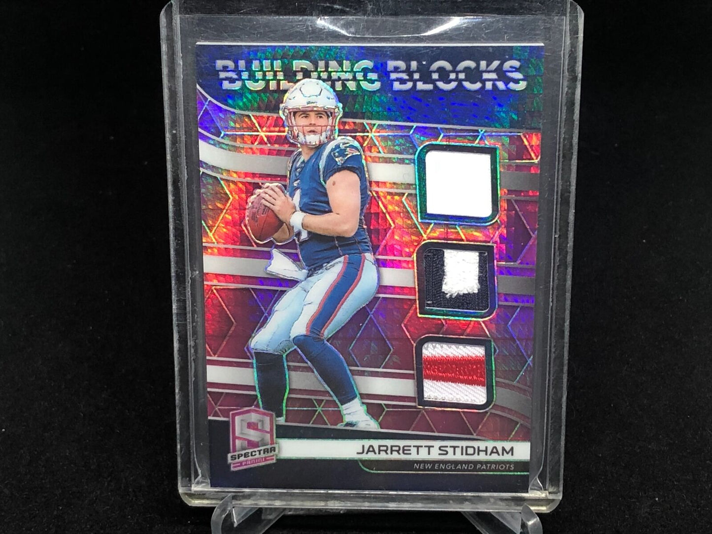 JARRETT STIDHAM 2019 PANINI SPECTRA PINK BUILDING BLOCKS 3 CLR PATCH RC #D 3/15
