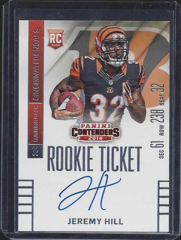 JEREMY HILL 2014 PANINI CONTENDERS ROOKIE TICKET BENGALS ON CARD AUTO RC #232