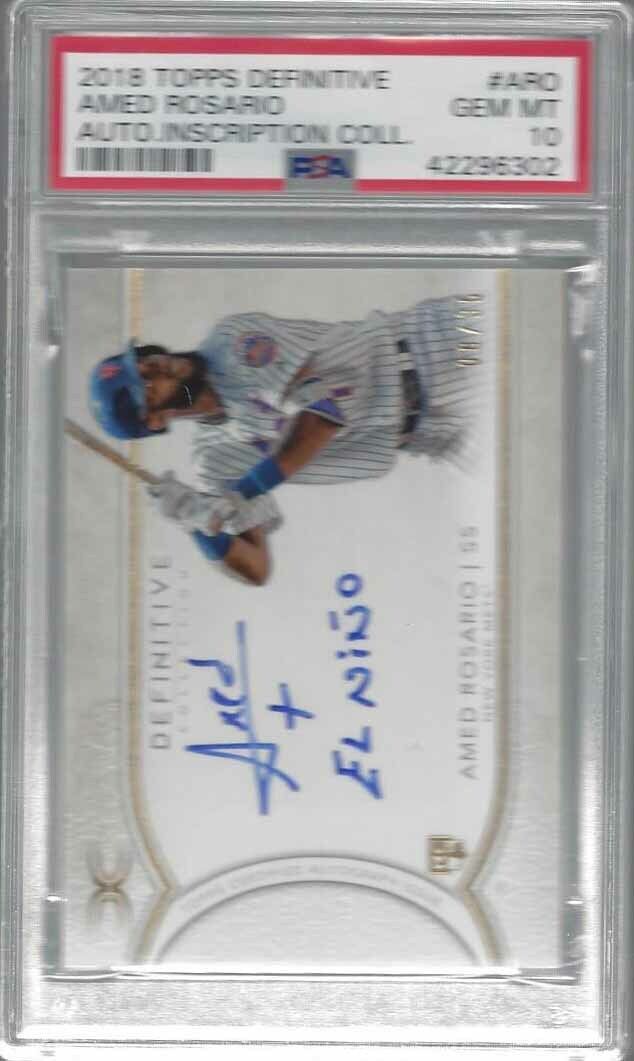 AMED ROSARIO 2018 TOPPS DEFINITIVE INSCRIBED EL NINO AUTO RC /35 PSA 10 POP 1/1