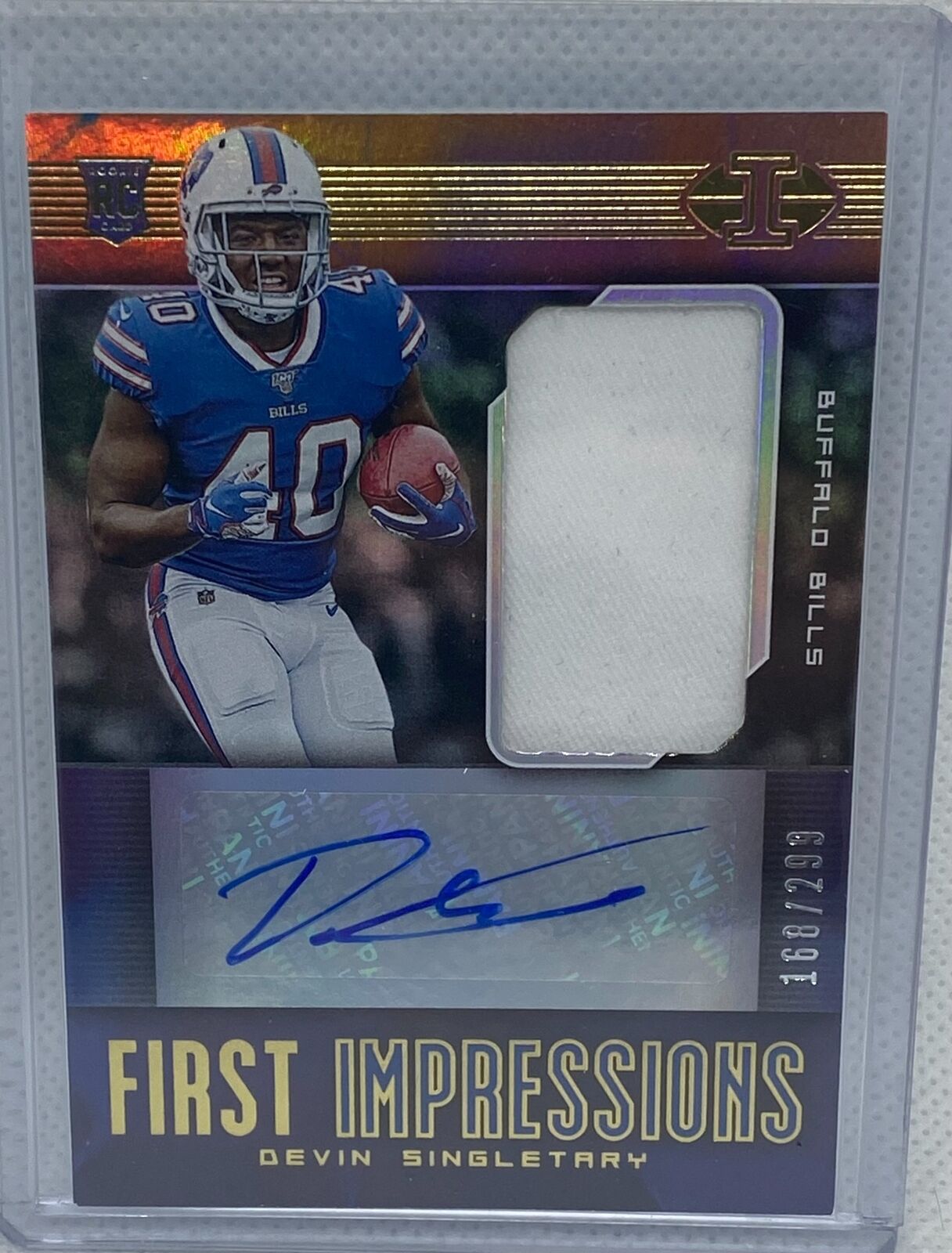 DEVIN SINGLETARY 2019 PANINI ILLUSIONS FIRST IMPRESSIONS JERSEY AUTO RC #D /299
