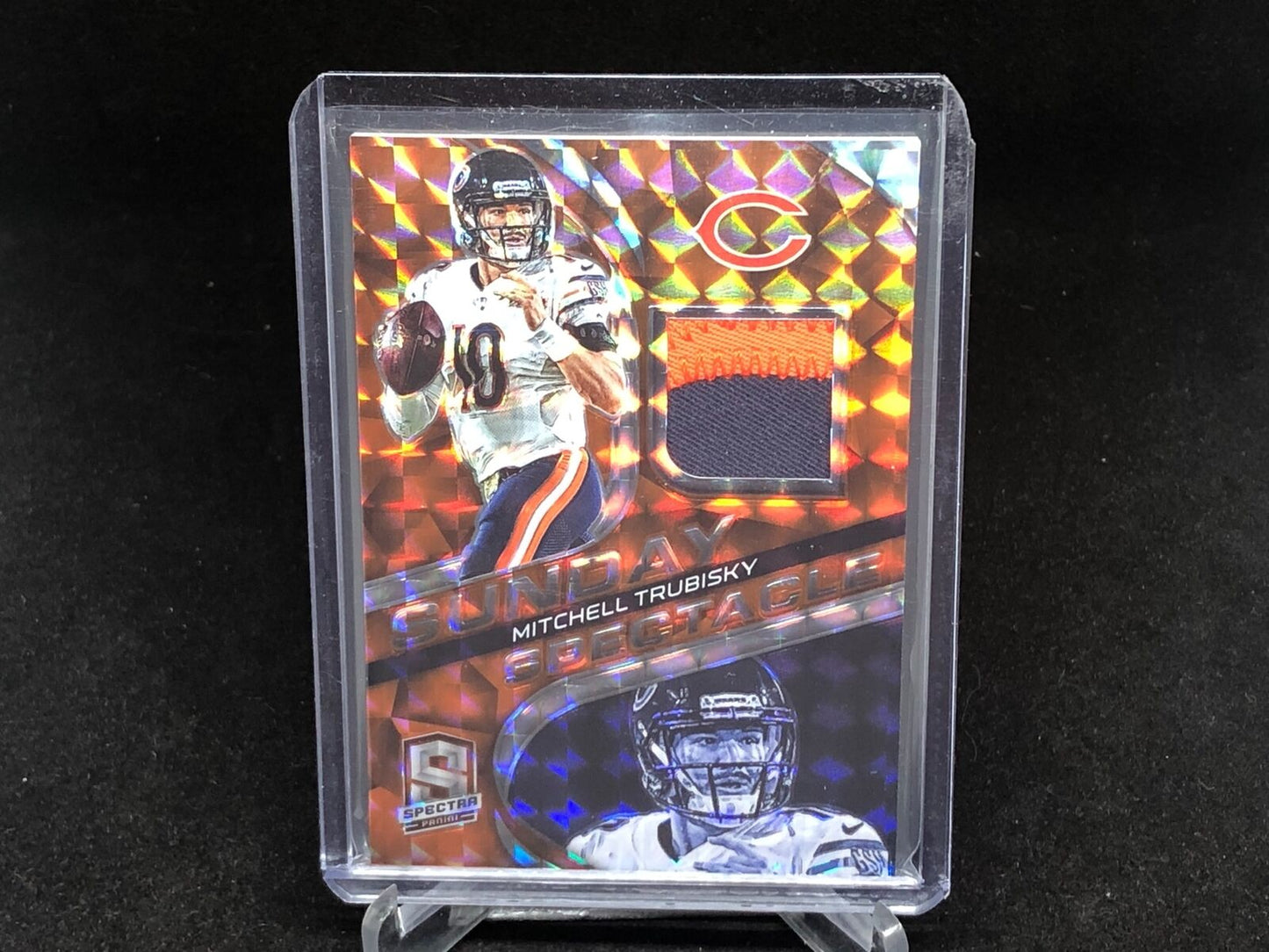 MITCHELL TRUBISKY 2020 PANINI SPECTRA NEON ORANGE PRIZM 2 CLR PATCH #D 4/10