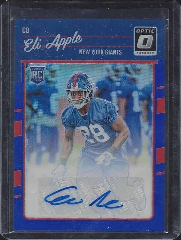 ELI APPLE 2016 DONRUSS OPTIC BLUE HOLO PRIZM GIANTS ROOKIE AUTO RC #D 59/75