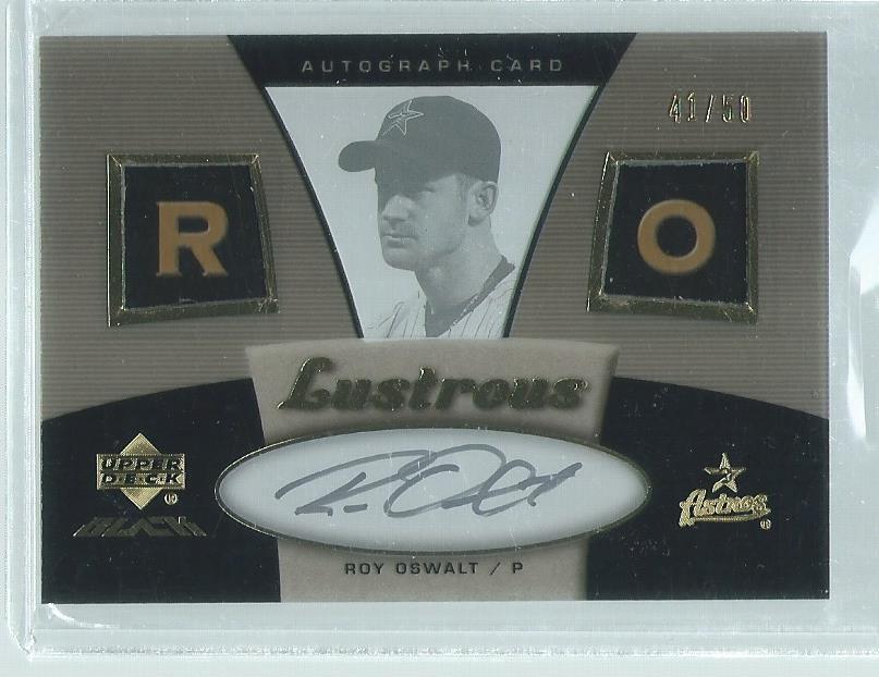 ROY OSWALT 2007 UD BLACK LUSTROUS ON CARD AUTO #D 41/50