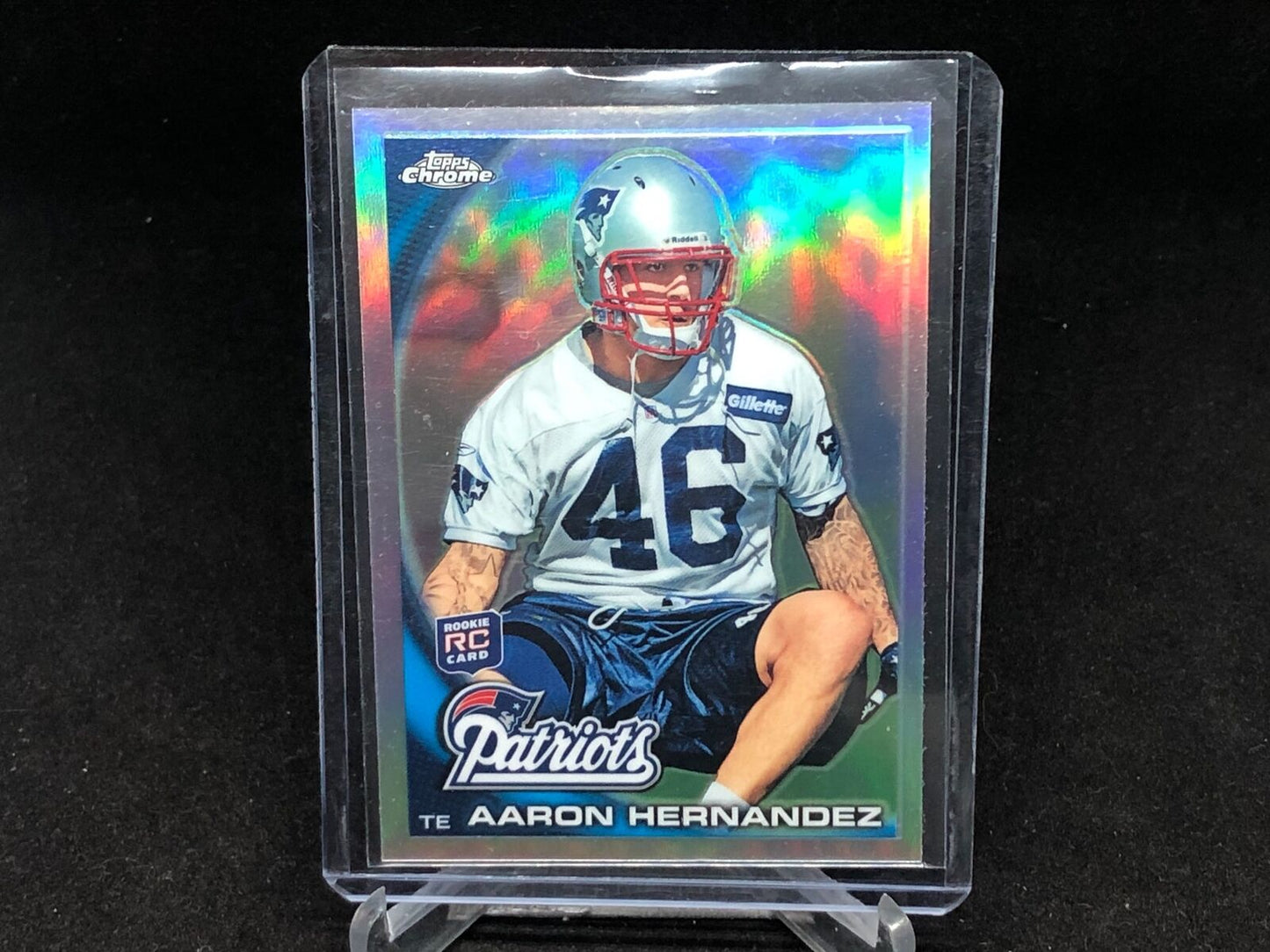AARON HERNANDEZ 2010 TOPPS CHROME ROOKIE REFRACTOR RC