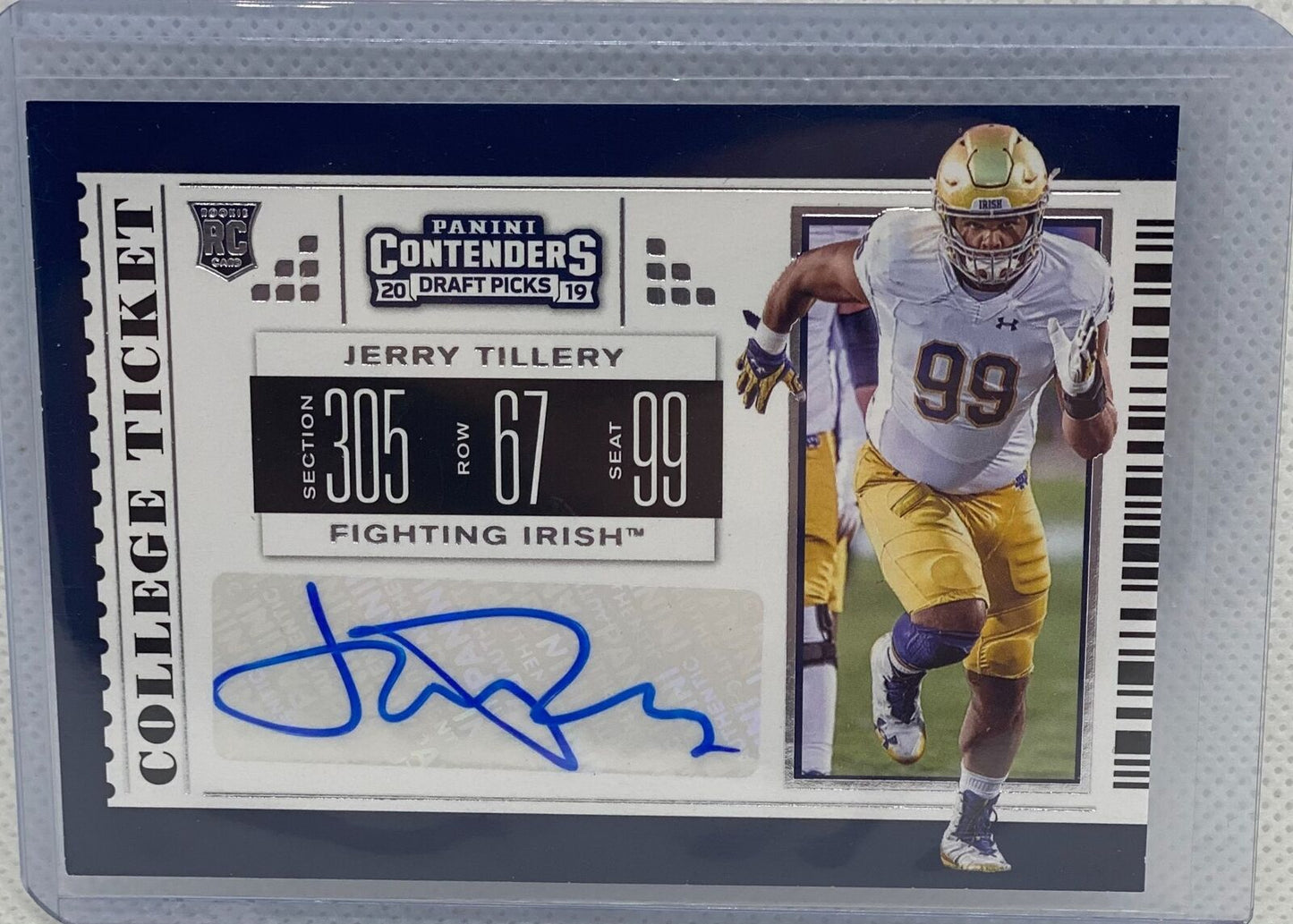 JERRY TILLERY 2019 PANINI CONTENDERS DRAFT PICKS COLLEGE TICKET AUTO RC #188