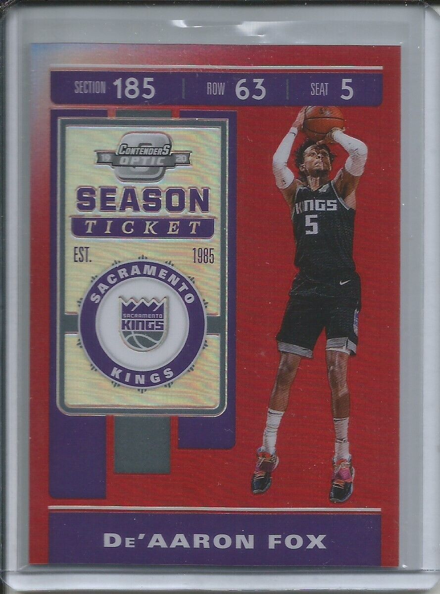 DE'AARON FOX 2019-20 PANINI OPTIC CONTENDERS RED HOLO PRIZM SEASON TICKET