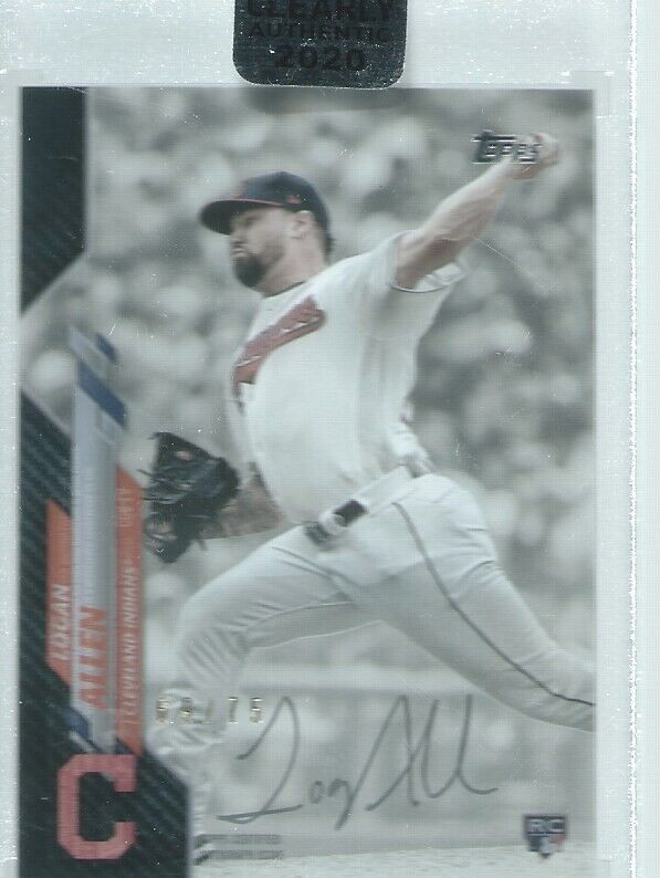 LOGAN ALLEN 2020 TOPPS CLEARLY AUTHENTIC BLACK ON CARD AUTO ROOKIE RC #D 69/75