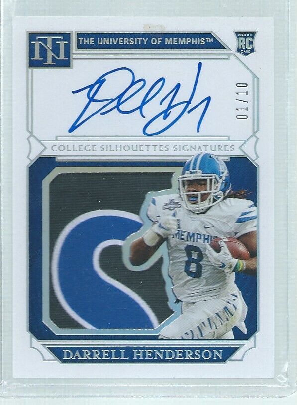 DARRELL HENDERSON 2019 NATIONAL TREASURES 3 COLOR PATCH ON CARD AUTO RC #D 1/10