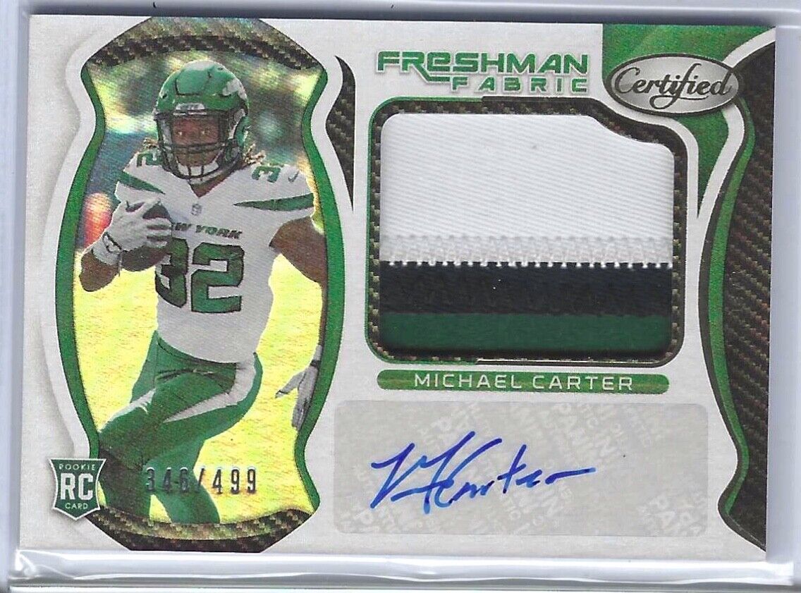MICHAEL CARTER 2021 CERTIFIED FRESHMAN FABRIC RPA PATCH AUTO RC #D /499