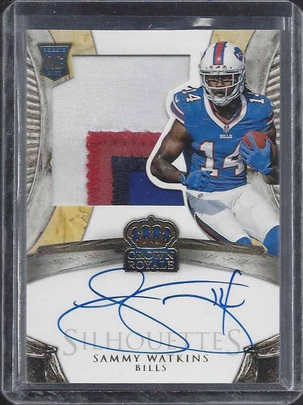 SAMMY WATKINS 2014 CROWN ROYALE GOLD SILHOUETTE RPA JUMBO 4 CL PATCH AUTO RC /49