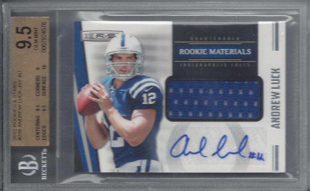 ANDREW LUCK 2012 ROOKIES & STARS ROOKIE JERSEY AUTO RC /499 BGS 9.5 w/ 10 AUTO