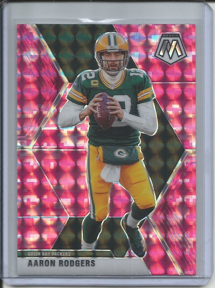 AARON RODGERS 2019-20 PANINI MOSAIC PINK PRIZM GREEN BAY PACKERS