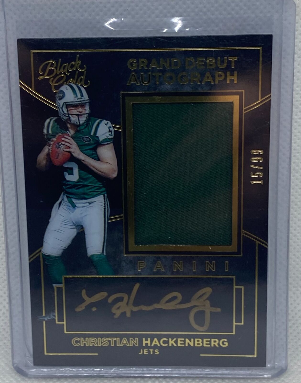 CHRISTIAN HACKENBURG 2016 PANINI BLACK GOLD GRAND DEBUT JERSEY AUTO RC #D 15/99