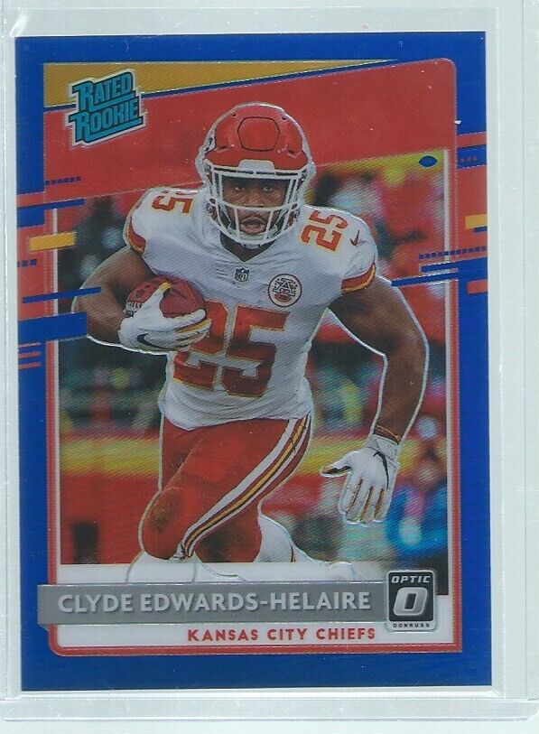 CLYDE EDWARDS-HELAIRE 2020 DONRUSS OPTIC PREVIEW PRIZM BLUE HOLO RC #D 89/125