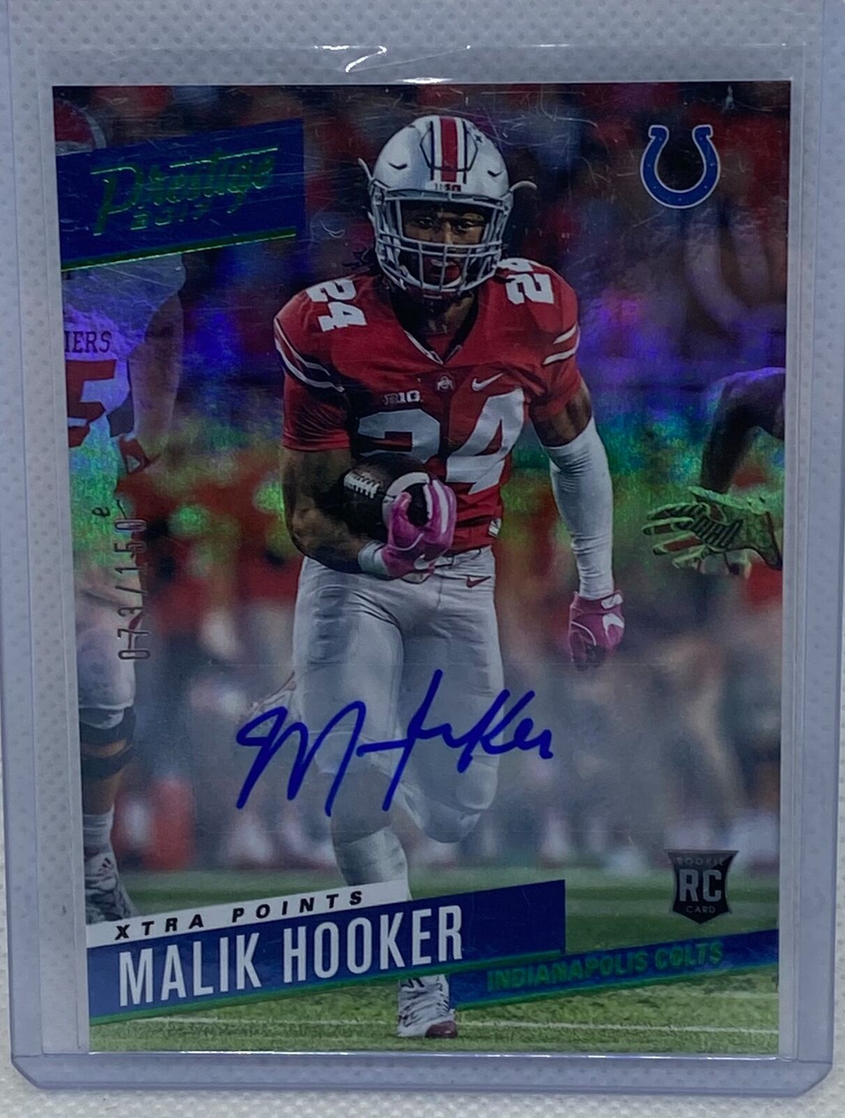 MALIK HOOKER 2017 PANINI PRESTIGE XTRA POINTS GREEN AUTO RC #D /150
