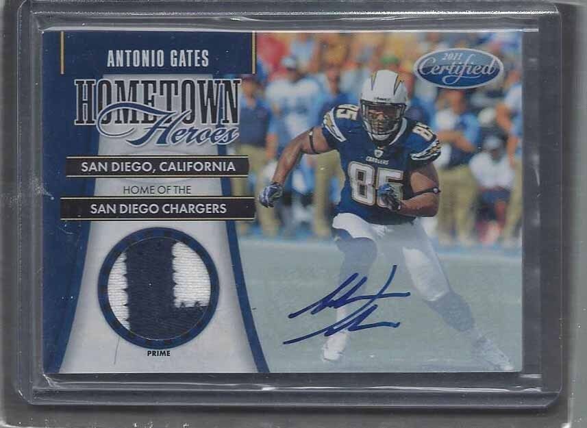 ANTONIO GATES 2011 CERTIFIED HOMETOWN HEROES 2 COLOR CHARGERS PATCH AUTO #D 3/5