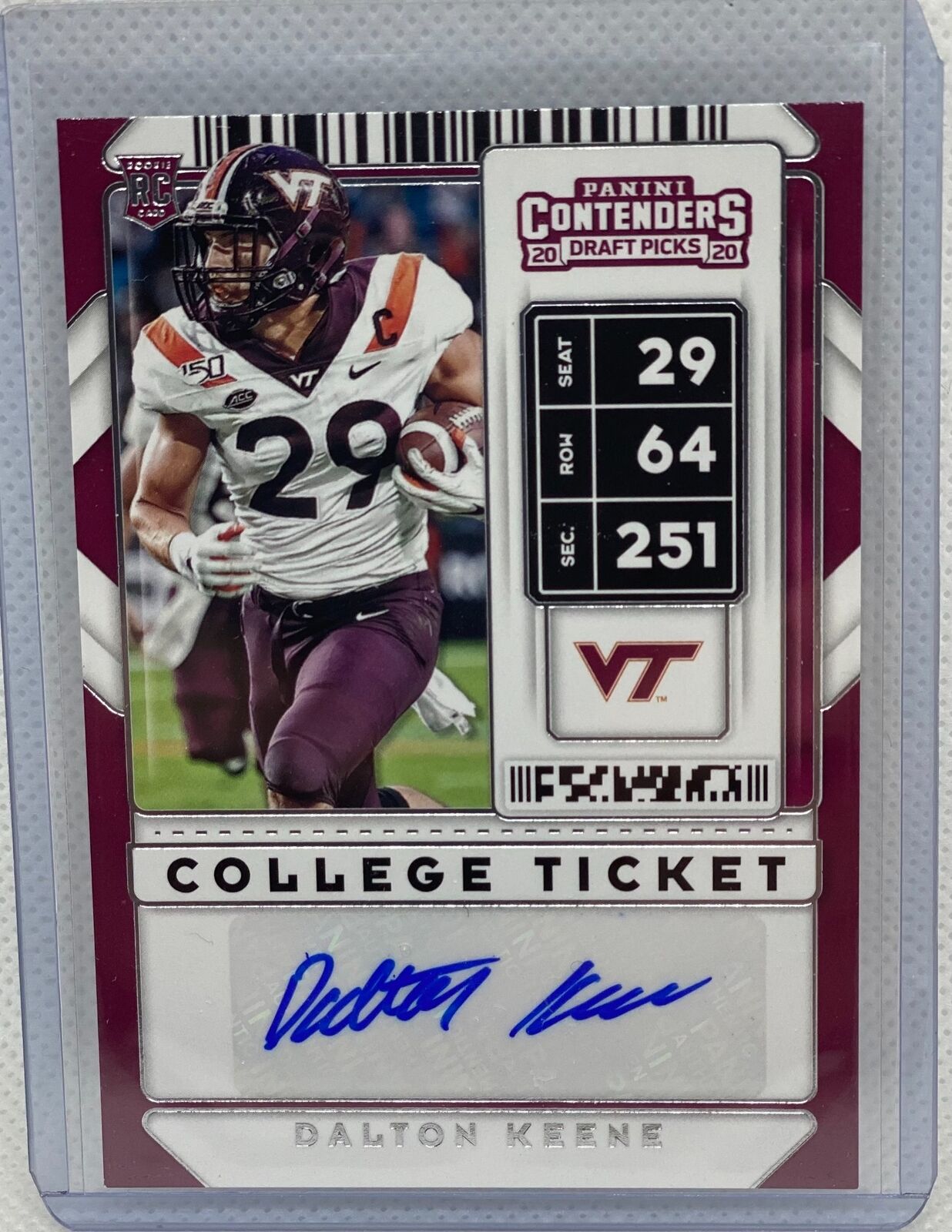 DALTON KEENE 2020 PANINI CONTENDERS DRAFT PICKS COLLEGE TICKET AUTO RC #310