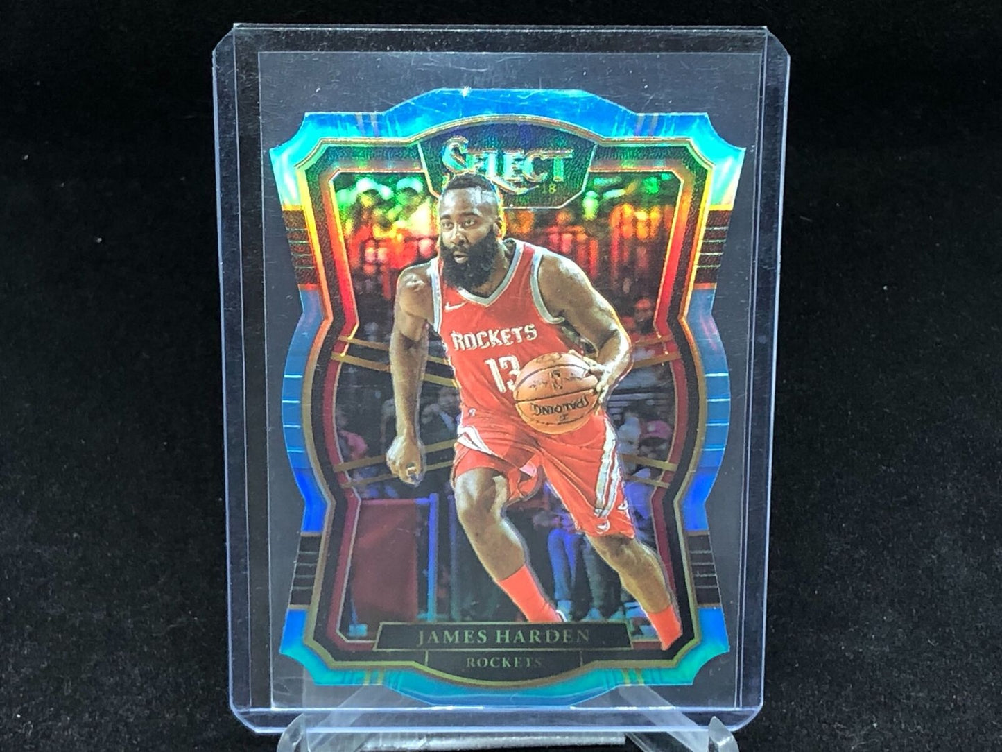 JAMES HARDEN 2017-18 PANINI SELECT PREMIER LEVEL BLUE DIE CUT PRIZM #D 67/185