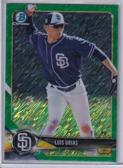 LUIS URIAS 2018 BOWMAN CHROME PROSPECT GREEN SHIMMER REFRACTOR #D 93/99