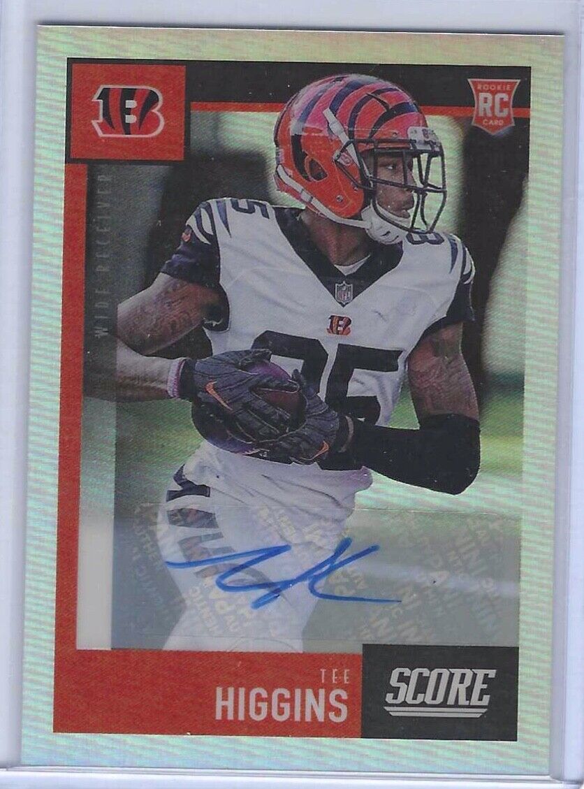 TEE HIGGINS 2020 PANINI CHRONICLES SCORE SILVER PRIZM ROOKIE AUTO RC #D /75