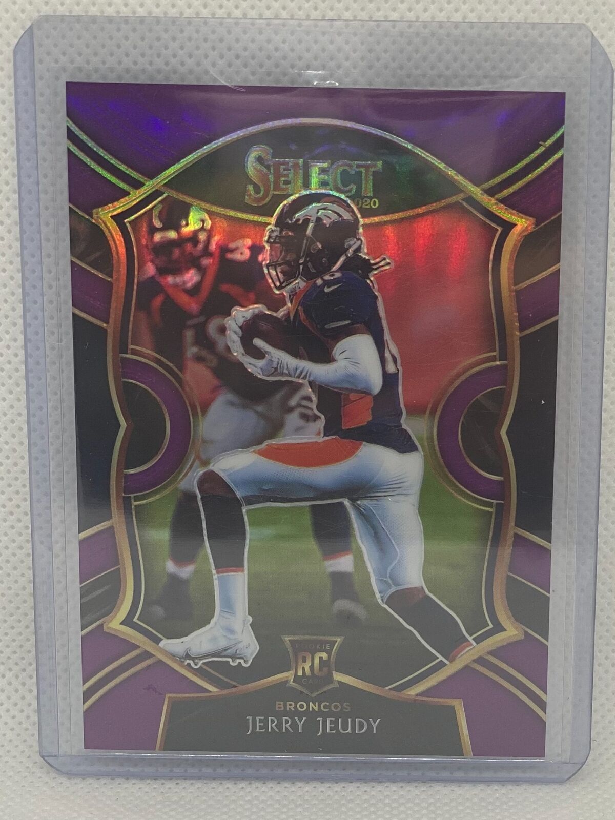 JERRY JEUDY 2020 PANINI SELECT PURPLE PRIZM PREMIER LEVEL RC #D 25/75