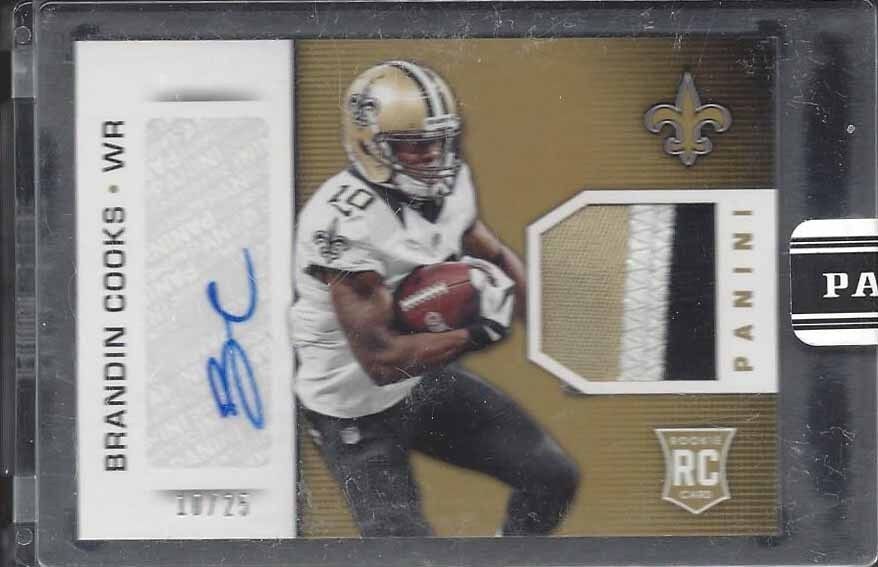 1/1 BRANDIN COOKS 2014 PANINI SUPER BOWL 3 COLOR PATCH AUTO RC #D 10/25 JSY #10!