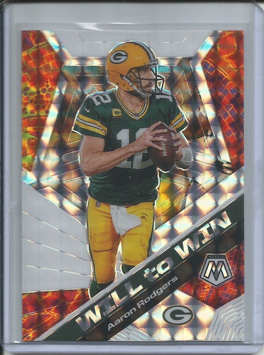 AARON RODGERS 2019-20 PANINI MOSAIC WILL TO WIN SILVER MOSAIC PRIZM PACKERS