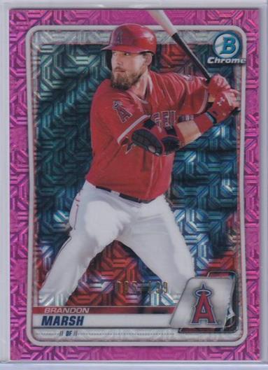 BRANDON MARSH 2020 BOWMAN CHROME PROSPECT PINK MEGA MOJO REFRACTOR #D 085/199