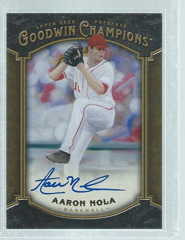 AARON NOLA 2014 UD GOODWIN CHAMPIONS ON CARD AUTO #196