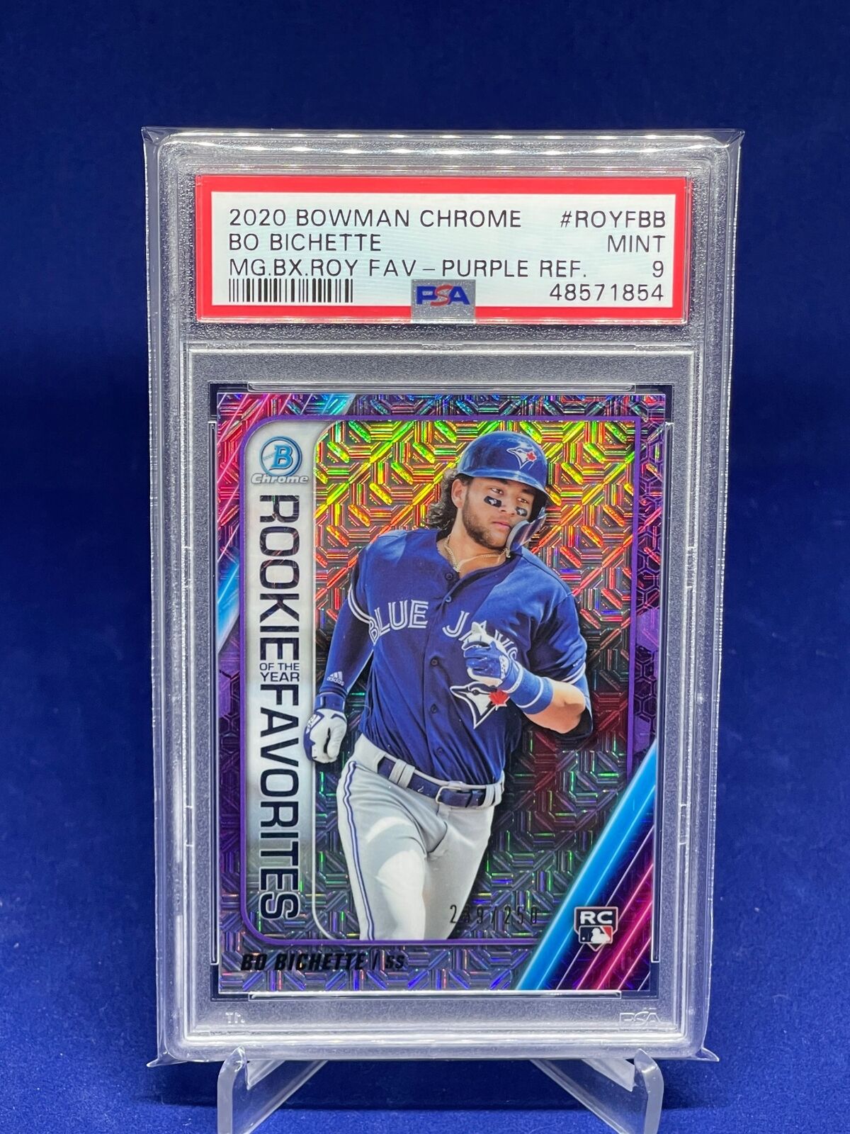 BO BICHETTE 2020 BOWMAN CHROME MEGA BOX ROY PURPLE REFRACTOR /250 RC PSA 9