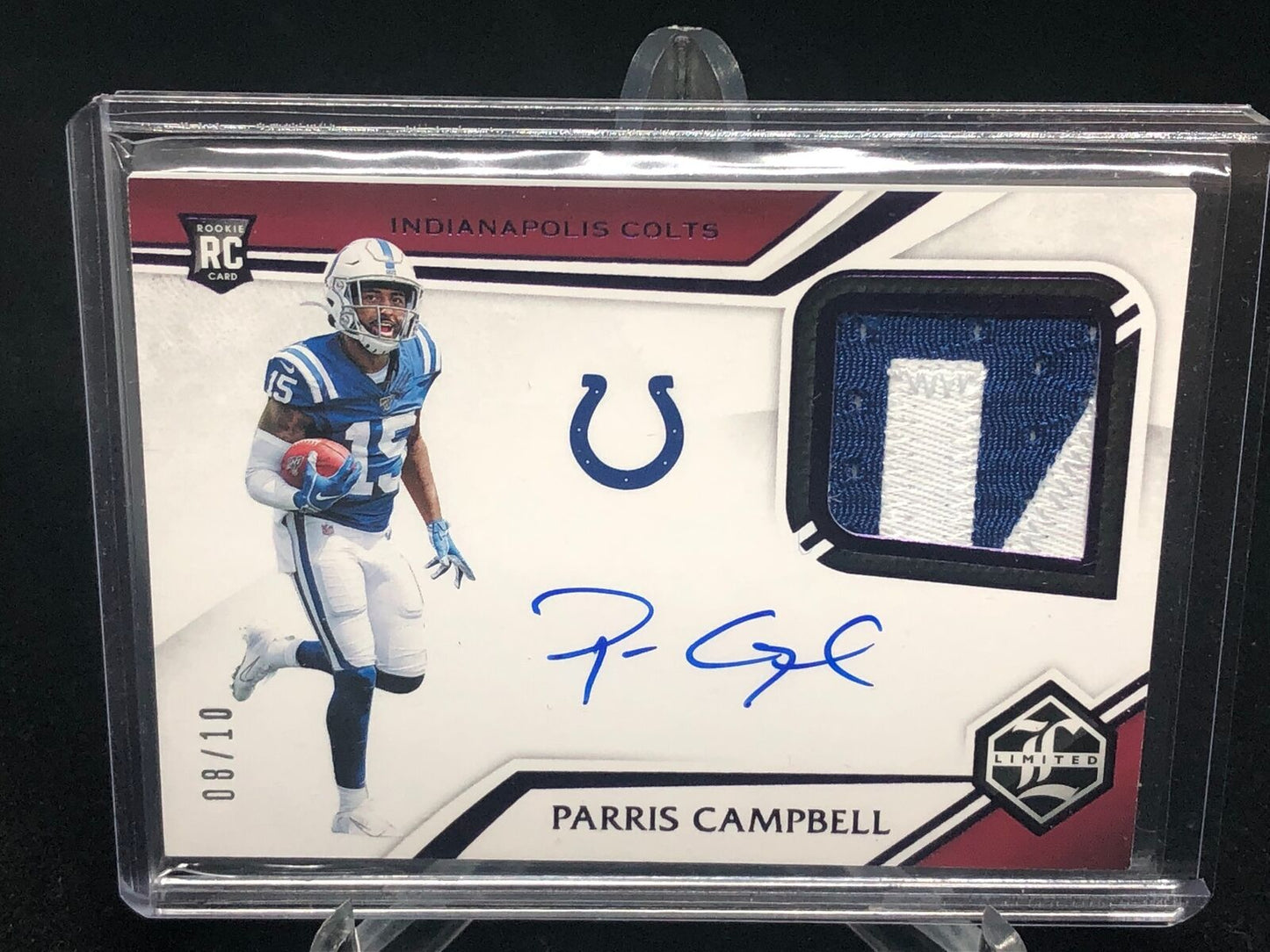 PARRIS CAMPBELL 2019 PANINI LIMITED PURPLE RPA 2 COLOR PATCH AUTO RC #D 8/10