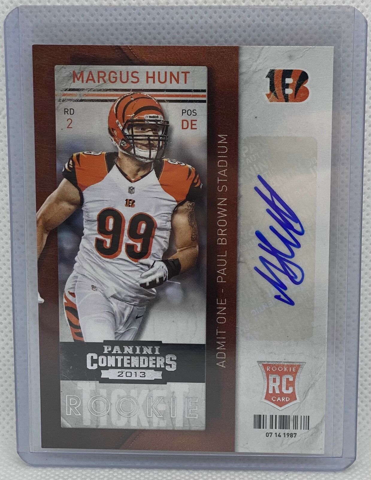MARGUS HUNT 2013 PANINI CONTENDERS ROOKIE TICKET AUTO RC #163