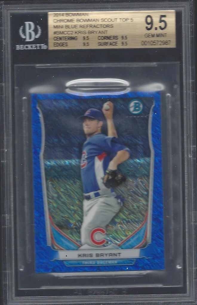 KRIS BRYANT 2014 BOWMAN CHROME MINI BLUE SHIMMER REFRACTOR PROSPECT /250 BGS 9.5