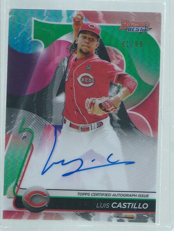 LUIS CASTILLO 2020 BOWMAN'S BEST ON CARD AUTO GREEN REFRACTOR #D 41/99