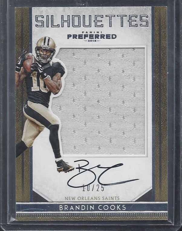 1/1 BRANDIN COOKS 2016 PREFERRED SILHOUETTE JERSEY ON CARD AUTO #D 10/25 JSY #10