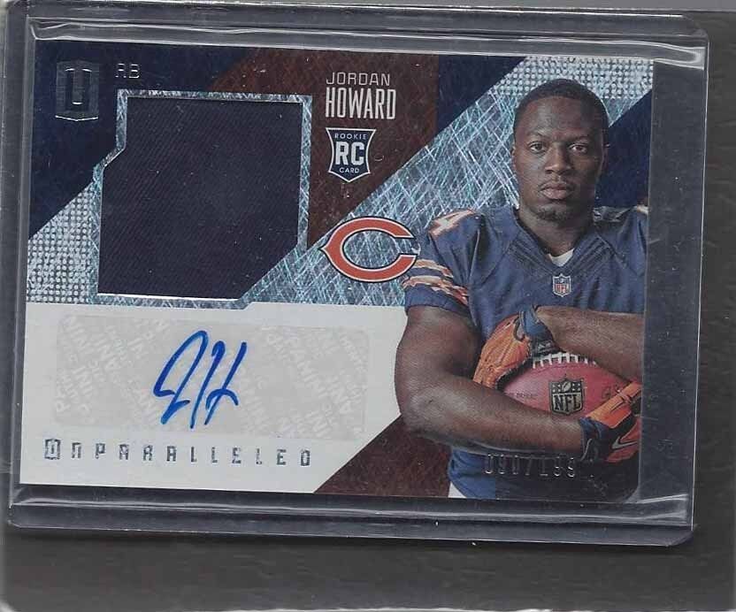 JORDAN HOWARD 2016 PANINI UNPARALLELED CHICAGO BEARS JERSEY AUTO RC #D 90/199