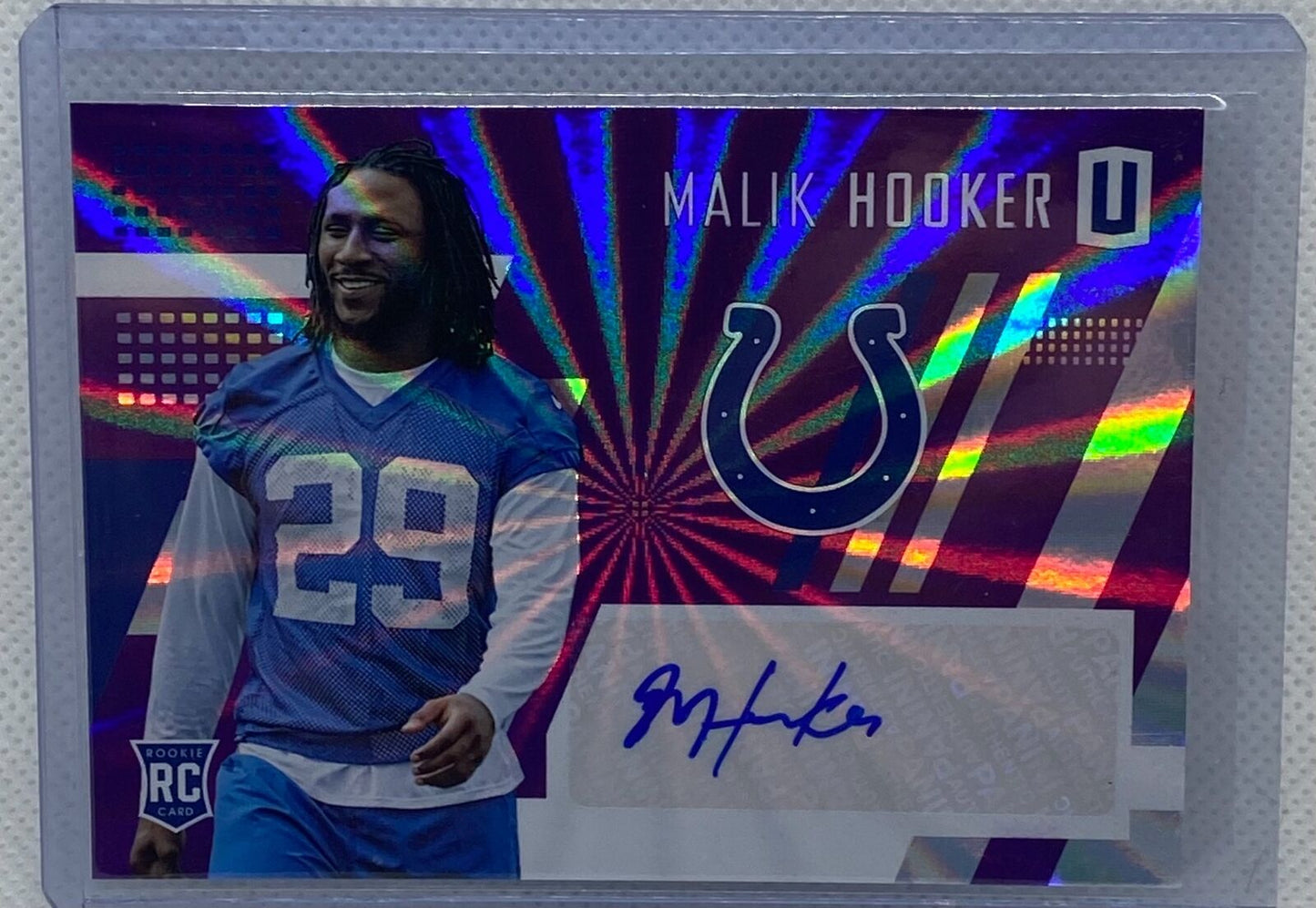 MALIK HOOKER 2017 PANINI UNPARALLELED PURPLE RAINBOW SPOKES AUTO RC #D /99