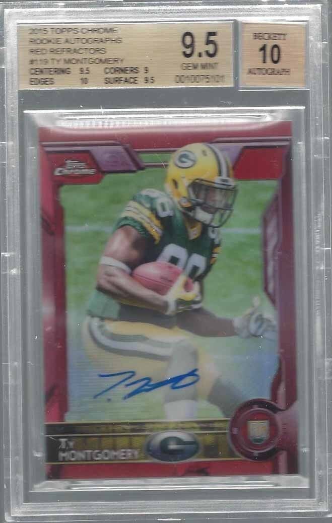 TY MONTGOMERY 2015 TOPPS CHROME RED REFRACTOR AUTO RC #D 2/5 BGS 9.5 w/ 10 AUTO