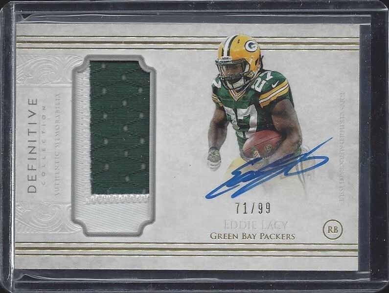 EDDIE LACY 2015 TOPPS DEFINITIVE JUMBO PACKERS PATCH ON CARD AUTO #D /99