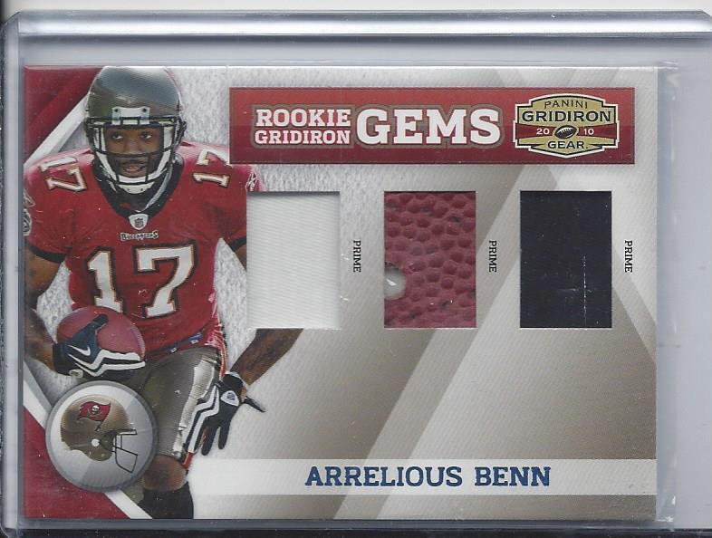 1/1 ARRELIOUS BENN 2010 GRIDIRON GEMS TRIPLE PATCH RC #D 17/50 HIS JERSEY #17!!