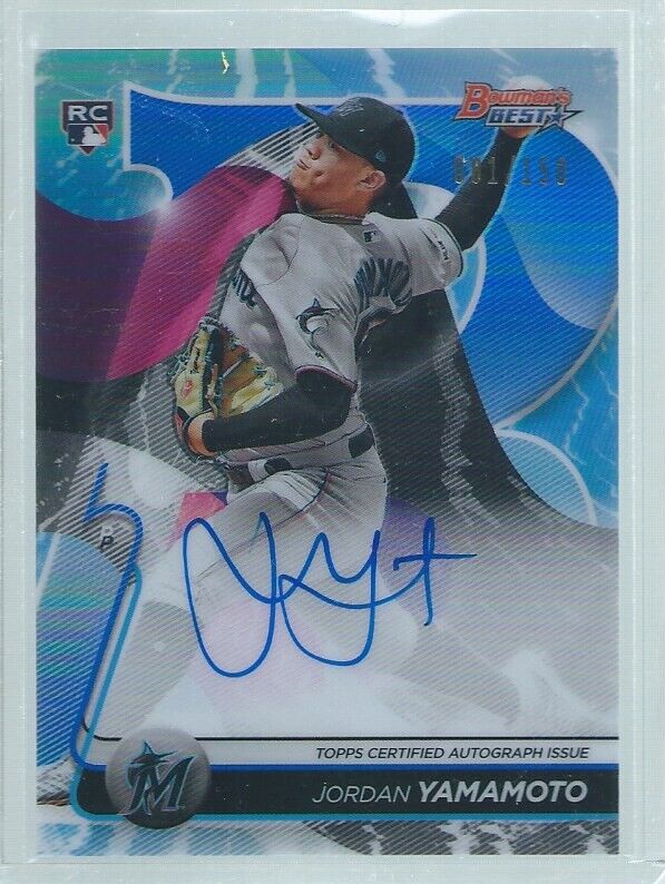JORDAN YAMAMOTO 2020 BOWMAN'S BEST ON CARD AUTO BLUE REFRACTOR RC #D 81/150