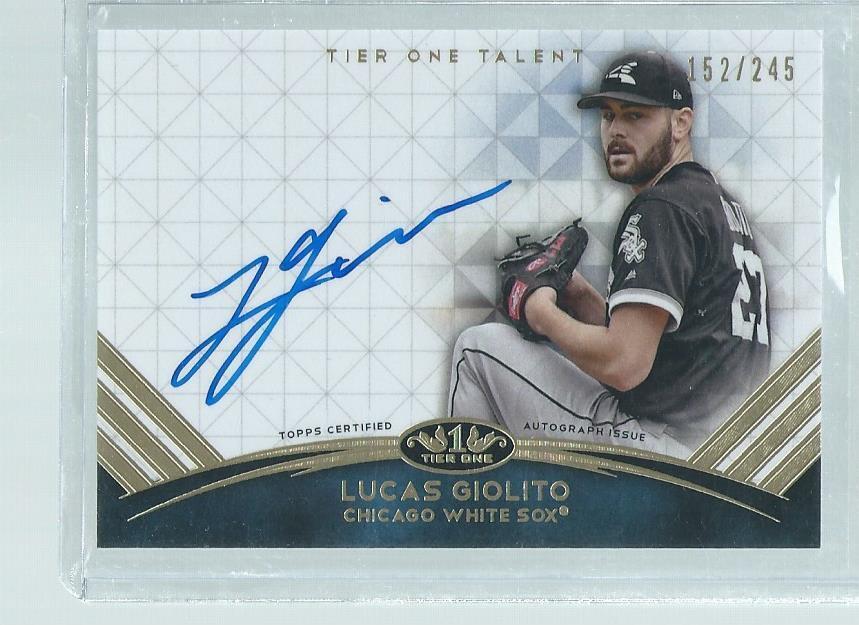 LUCAS GIOLITO 2018 TOPPS TIER ONE ON CARD AUTO #D 152/245