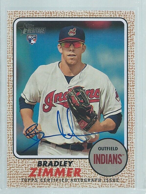 BRADLEY ZIMMER 2017 TOPPS HERITAGE REAL ONE ON CARD AUTO ROOKIE RC
