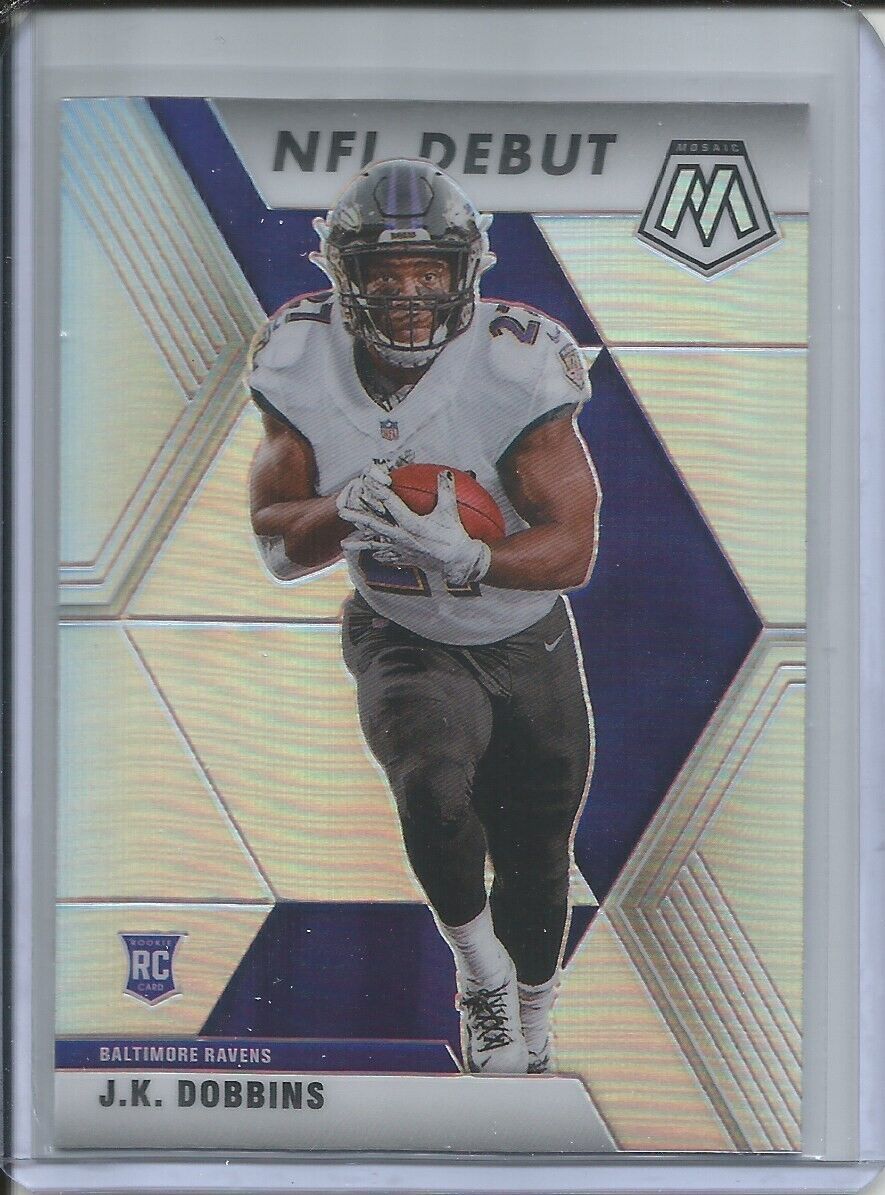 J.K. DOBBINS 2019-20 PANINI MOSAIC NFL DEBUT SILVER PRIZM ROOKIE RC RAVENS