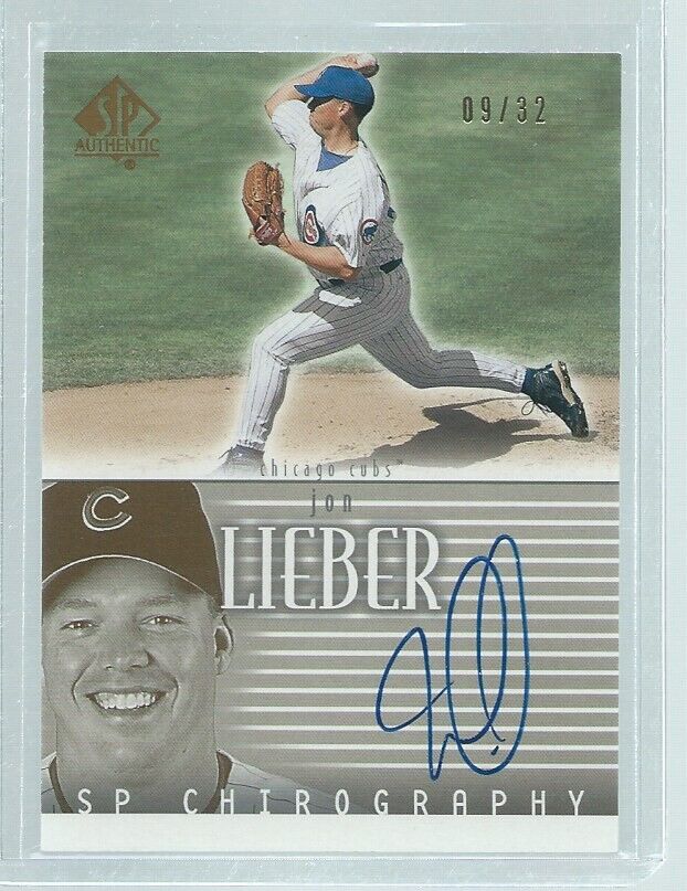 JON LIEBER 2002 UPPER DECK SP CHIROGRAPHY GOLD CUBS ON CARD AUTO #D 9/32