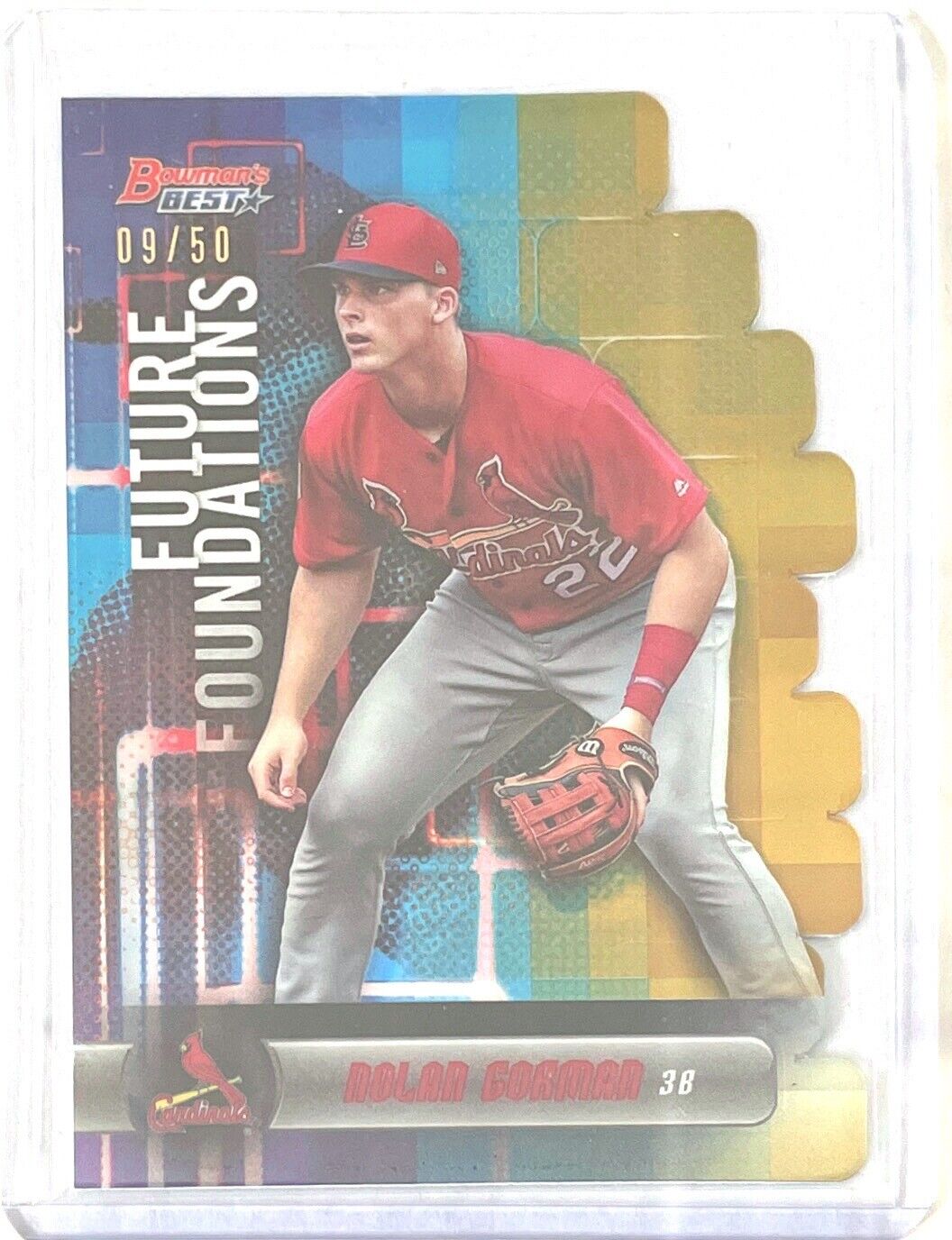 NOLAN GORMAN 2019 BOWMAN'S BEST FUTURE FOUNDATIONS GOLD DIECUT REFRACTOR #D 9/50