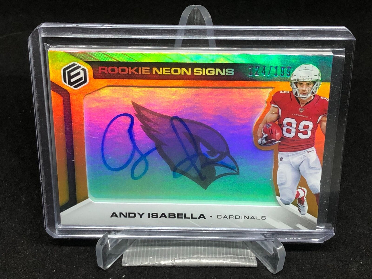 ANDY ISABELLA 2019 PANINI ELEMENTS ORANGE NEON SIGNS ON CARD AUTO RC #D /199
