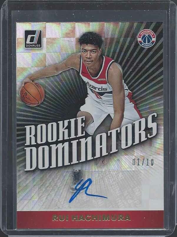 RUI HACHIMURA 2019-20 DONRUSS ROOKIE DOMINATORS BLACK AUTO RC #D 1/10